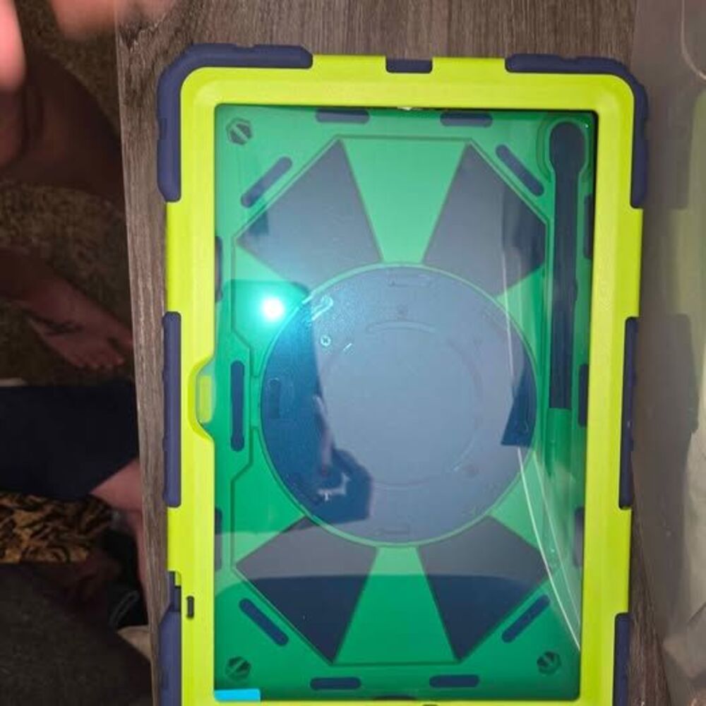 Rugged Tablet Case Green Blue with Kickstand